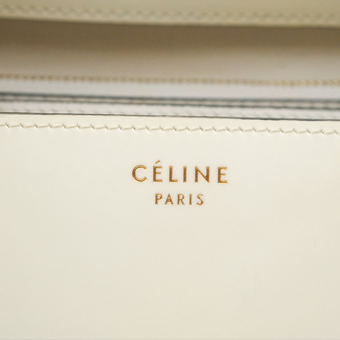 Celine Medium Classic Box Flap White Patent Gold Hardware