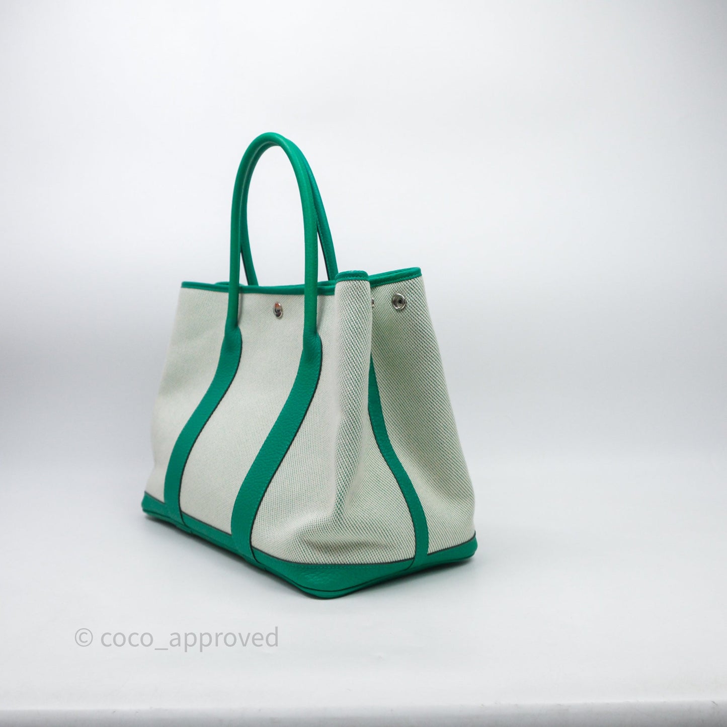 Hermès Garden Party 36 Canvas Ecru-Menthe / Menthe