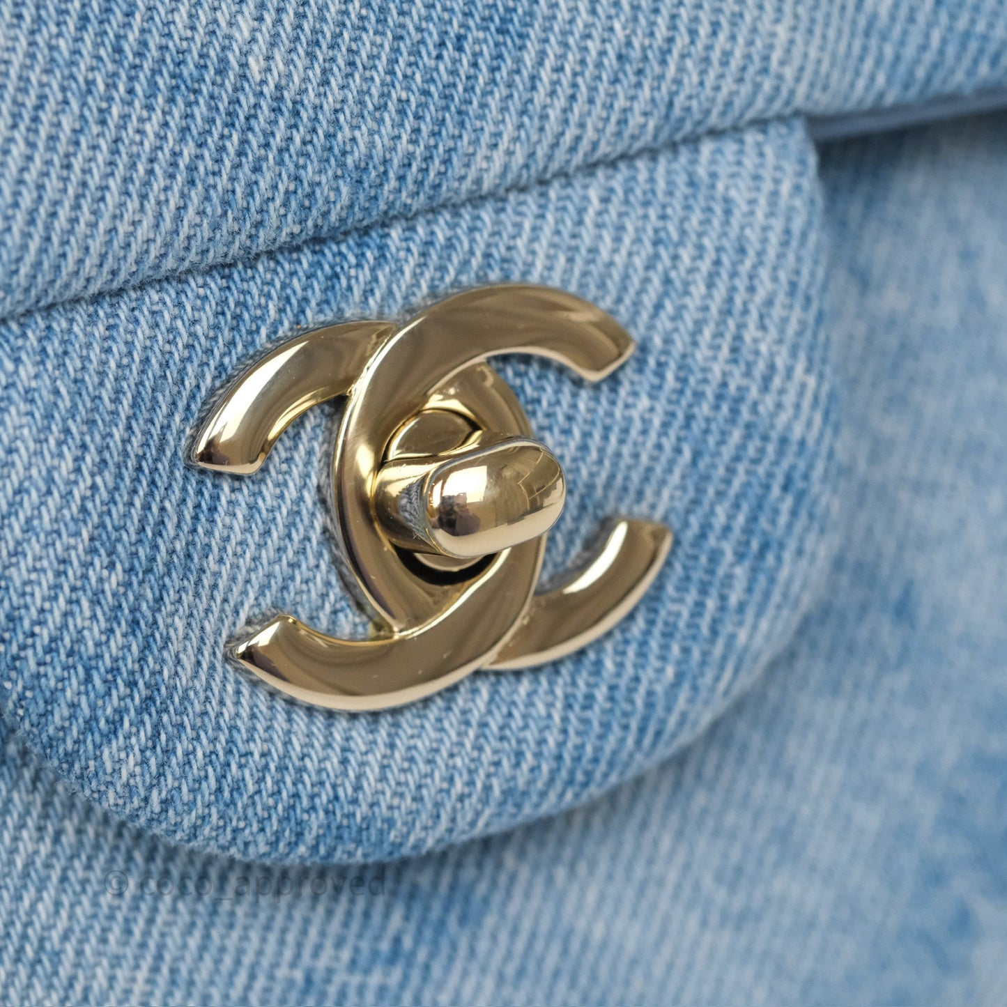 Chanel Quilted Small Double Flap Blue Printed Denim Gold Hardware