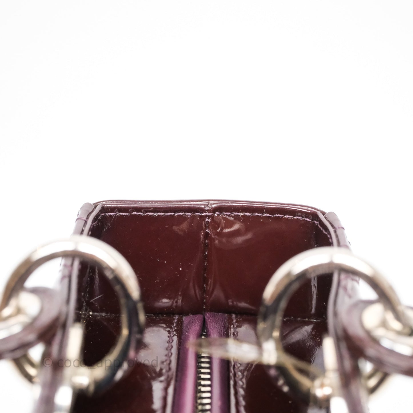 Christian Dior Medium Lady Dior Burgundy Patent Silver Hardware