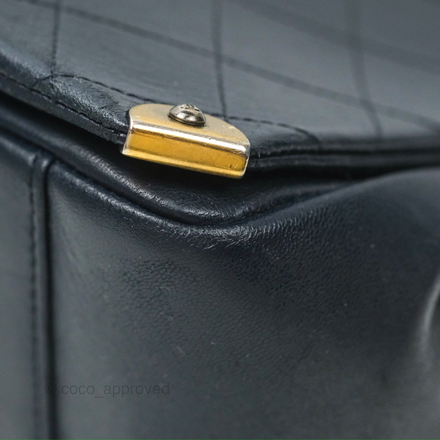 Chanel Medium Around The Corner Shopping Tote Navy Lambskin