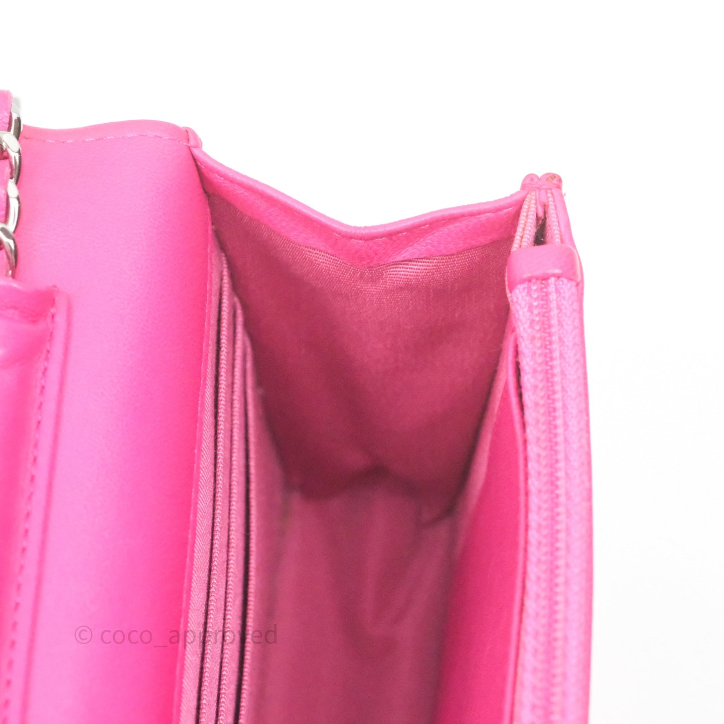 Chanel Quilted Wallet on Chain WOC Pink Lambskin Silver Hardware