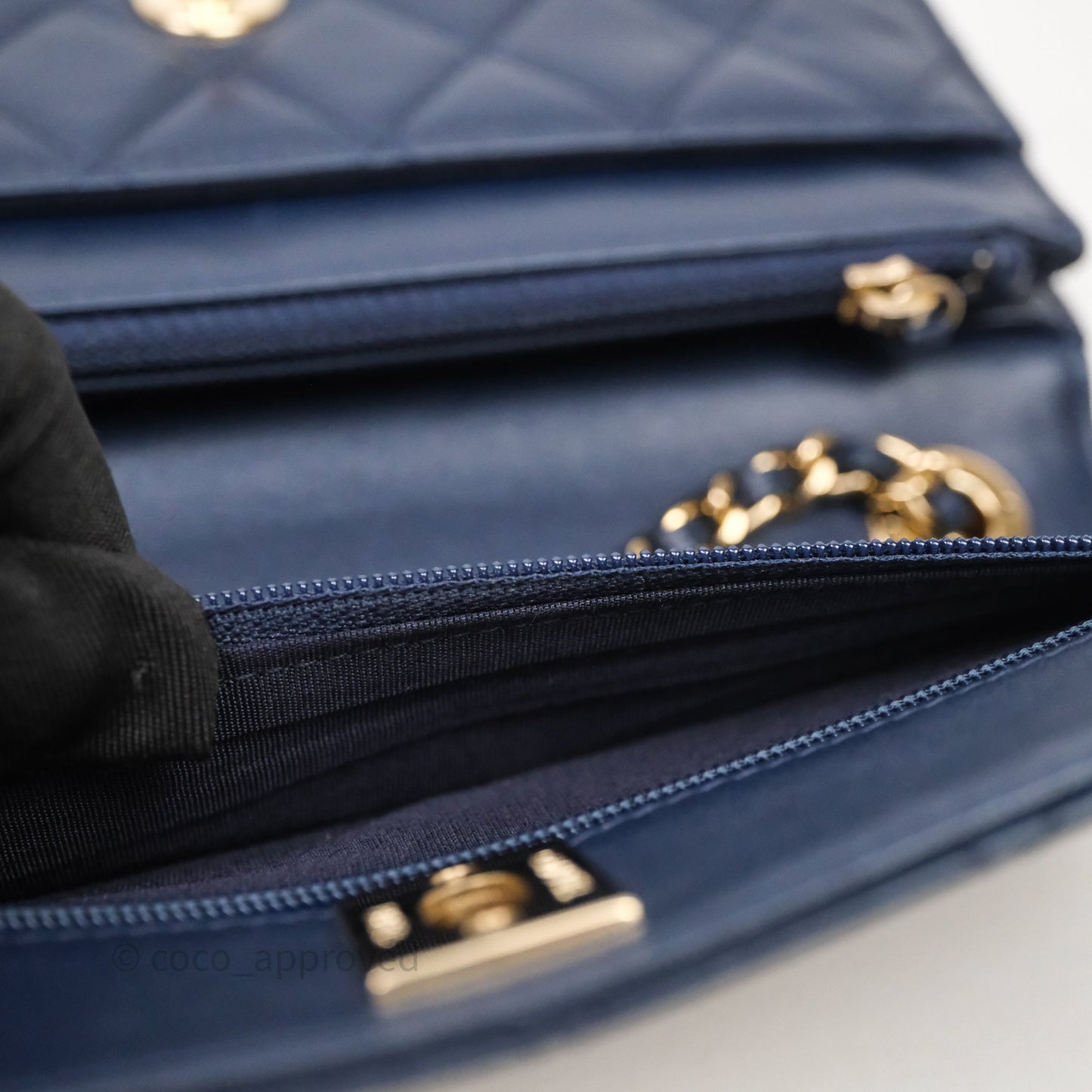 Chanel Trendy CC WOC Wallet On Chain Navy Lambskin Gold Hardware