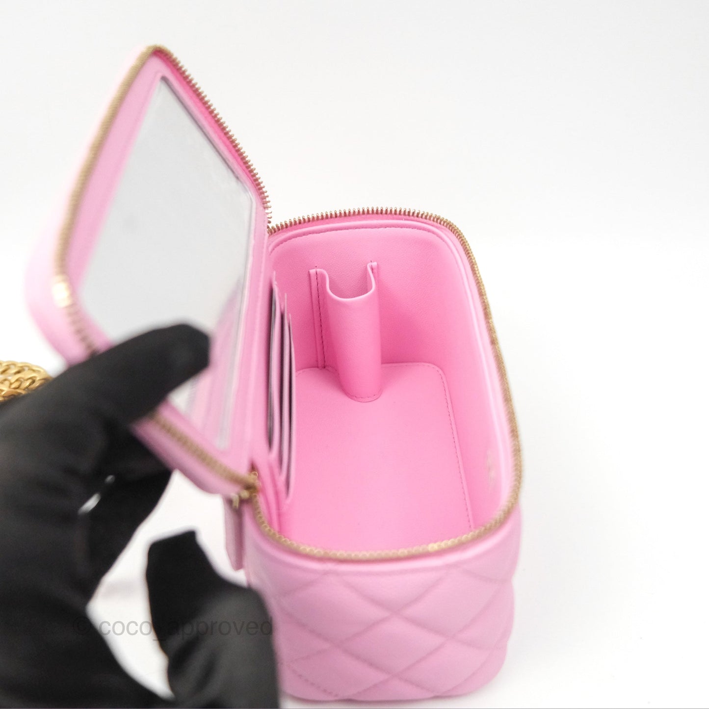 Chanel Vanity Heart Crush Adjustable Chain Pink Caviar Aged Gold Hardware