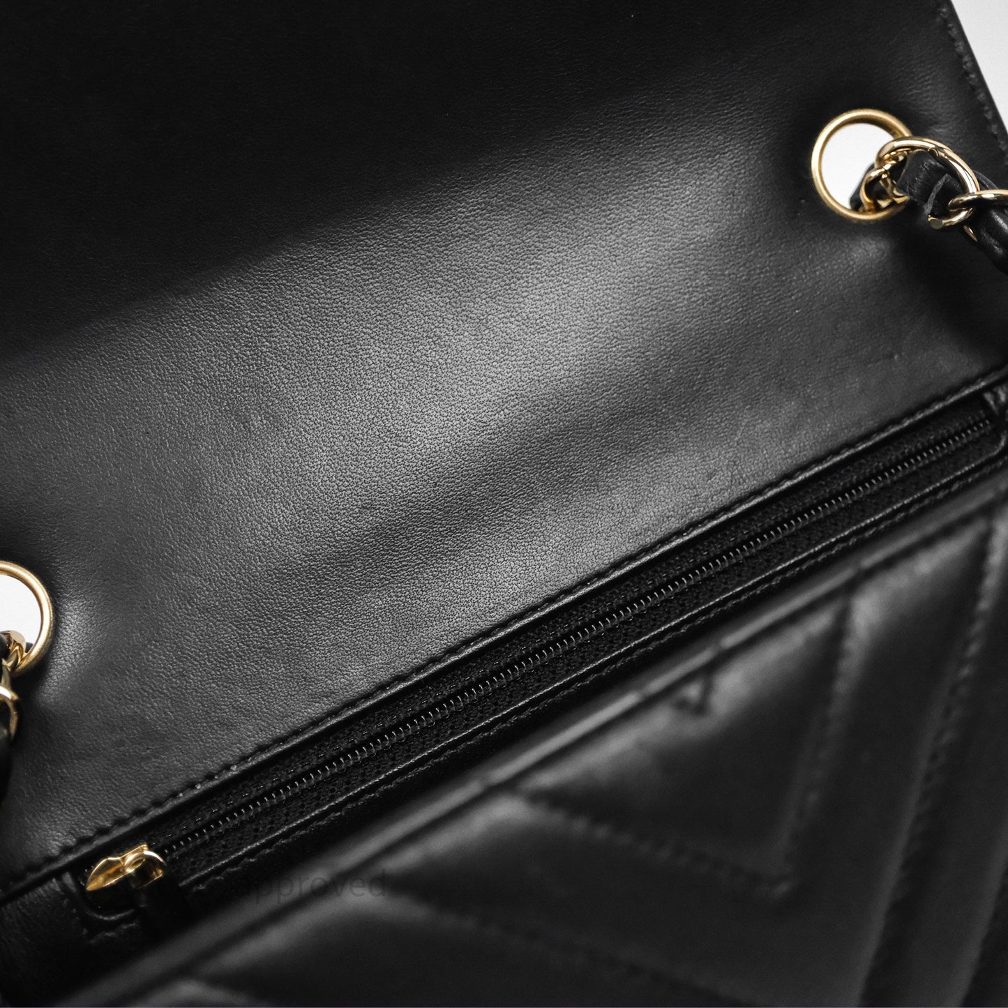Chanel Quilted Mini Rectangular Chevron Black Lambskin Gold Hardware
