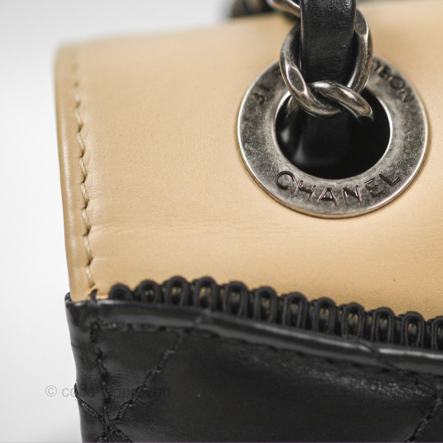Chanel Quilted Ballerine Flap Light Beige Black Calfskin Ruthenium Hardware