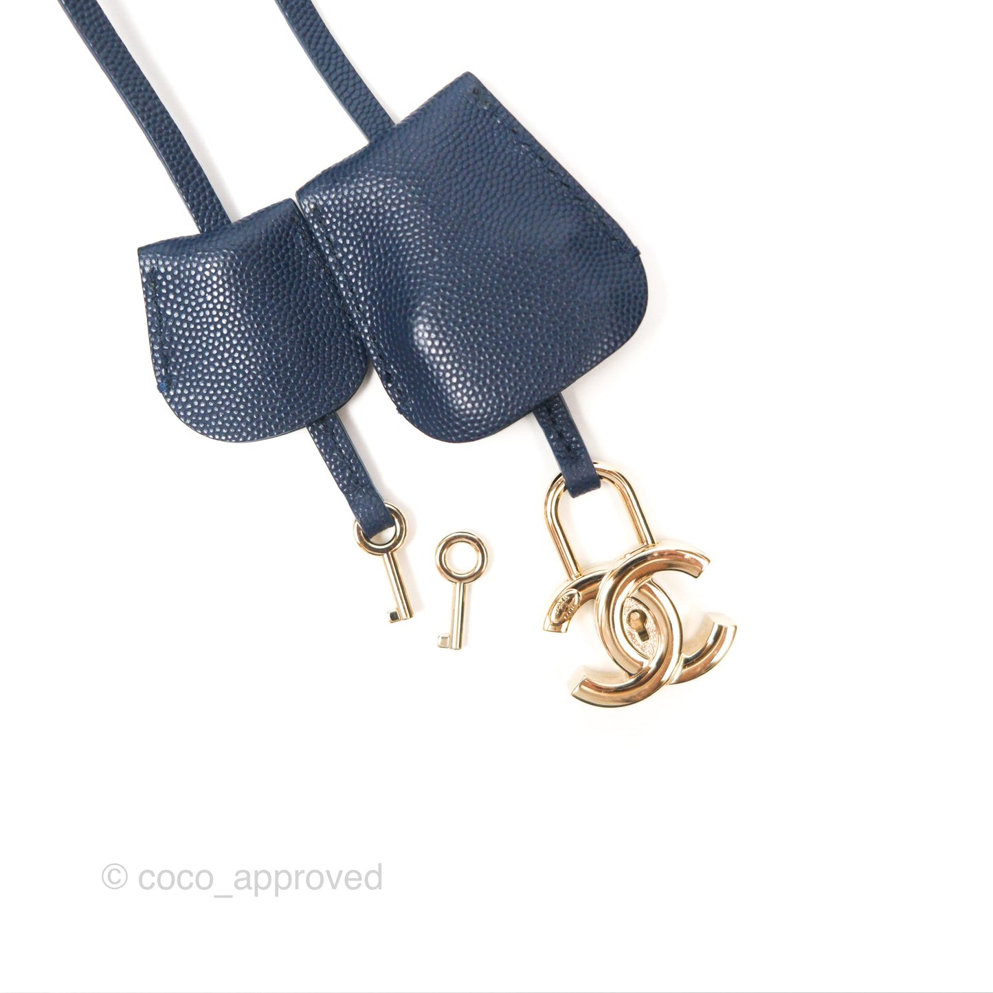Chanel Quilted Small CC Filigree Vanity Case Navy Caviar Gold Hardware