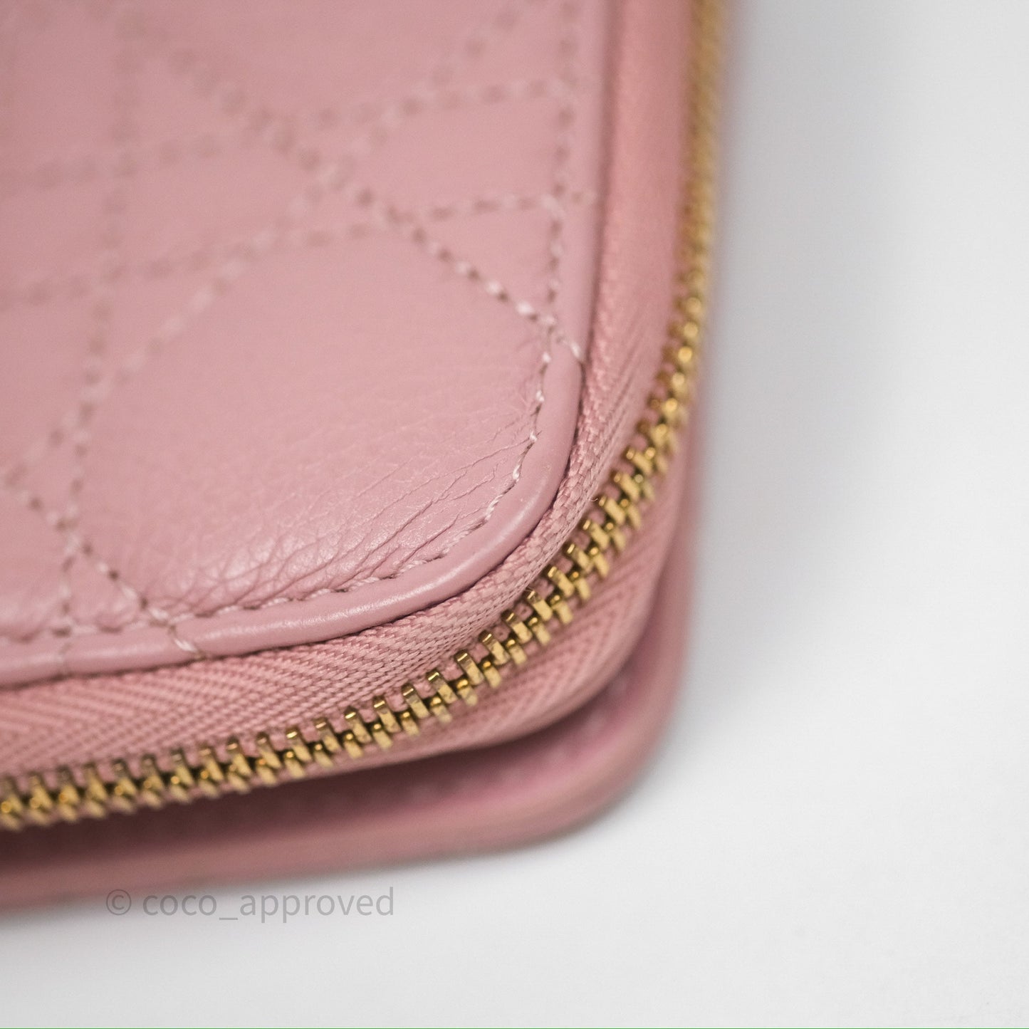 Christian Dior Medium Caro Scarlet Zipped Wallet Pink Cannage Calfskin
