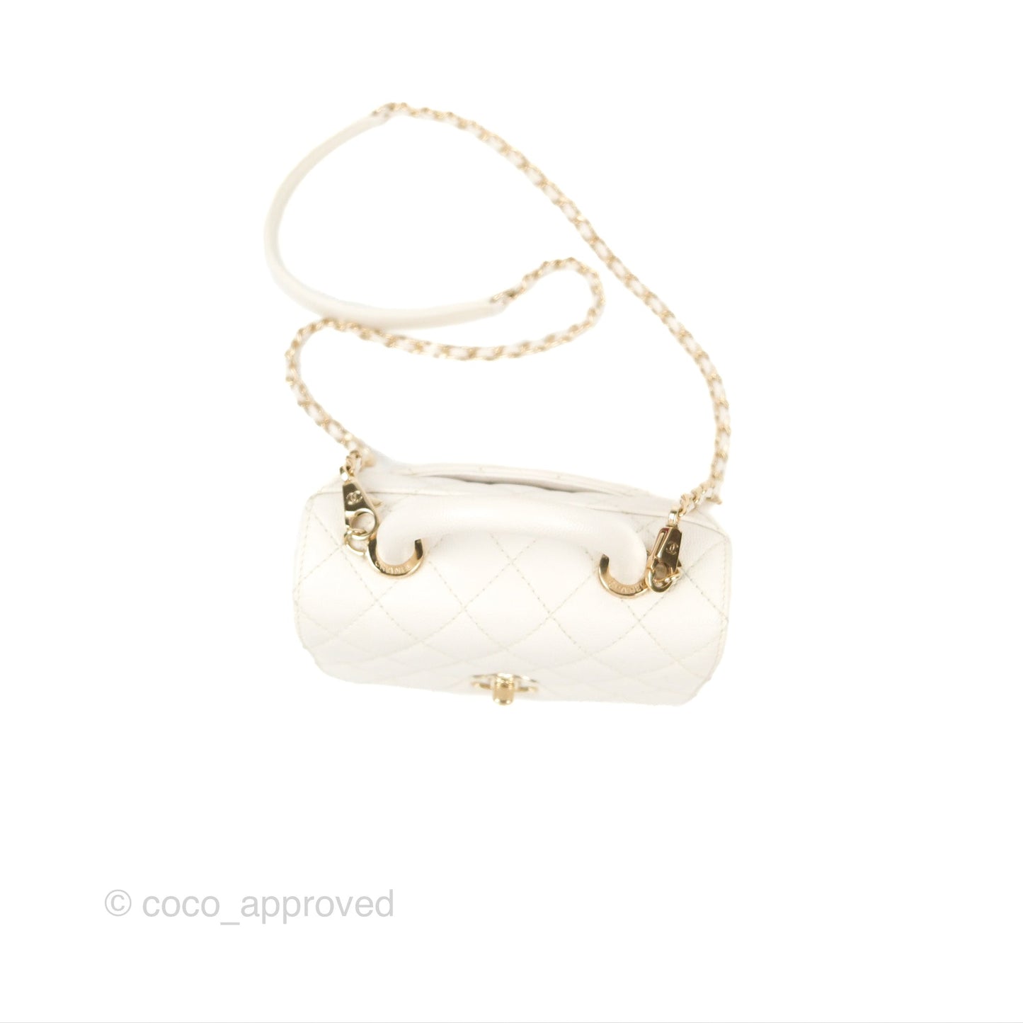 Chanel Mini Coco Handle Quilted Ivory White Caviar Gold Hardware