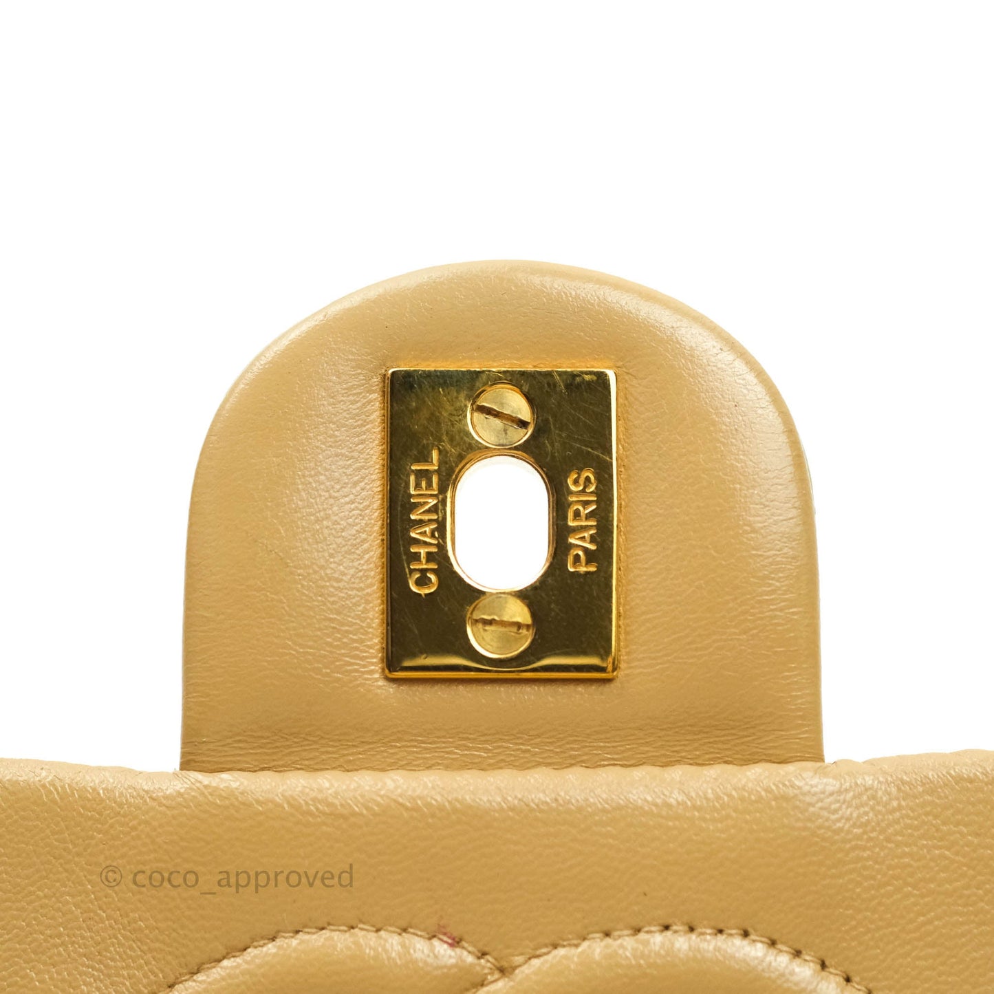 Chanel Mini Square Beige Lambskin 24K Gold Hardware