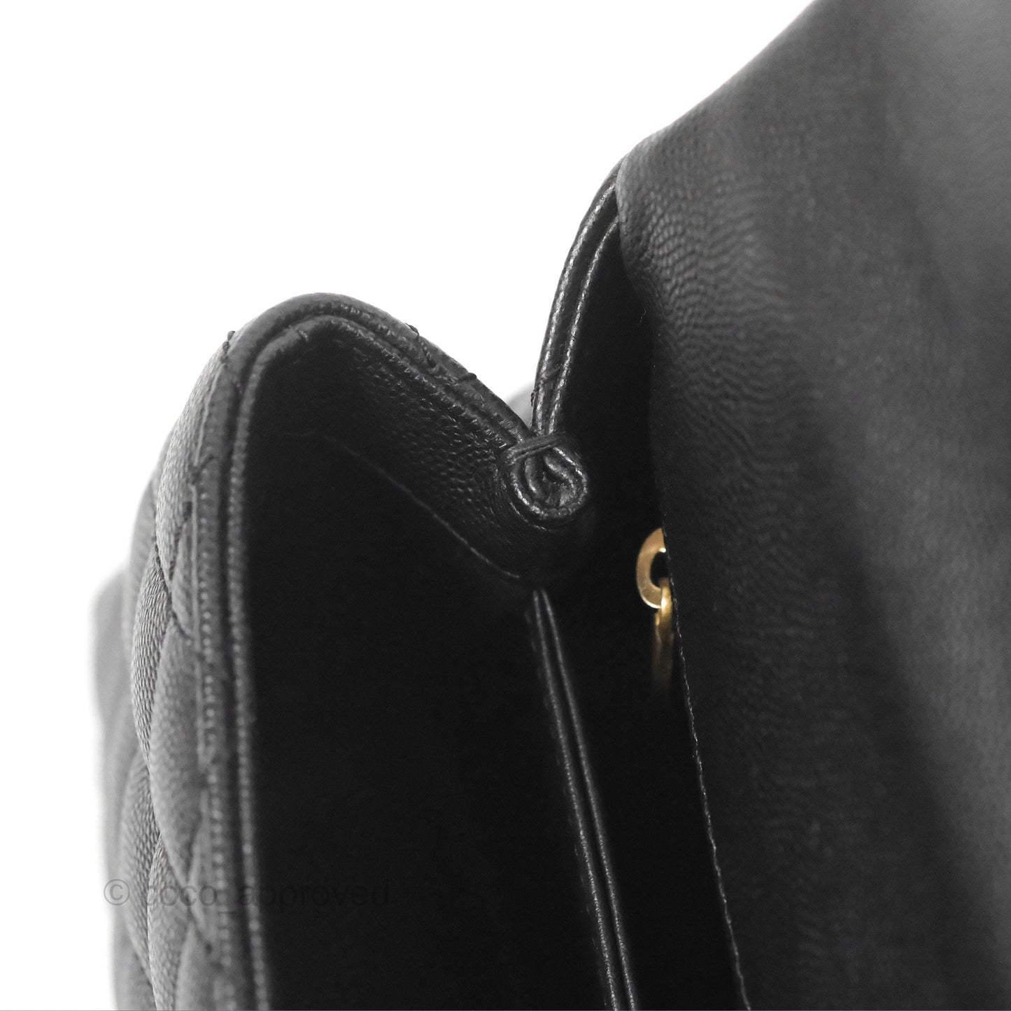 Chanel Small Coco Handle Quilted Black Caviar Aged Gold Hardware Lizard Handle