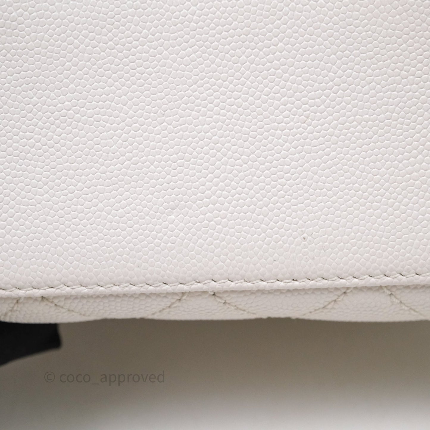 Chanel Mini Coco Handle Quilted White Caviar Gold Hardware