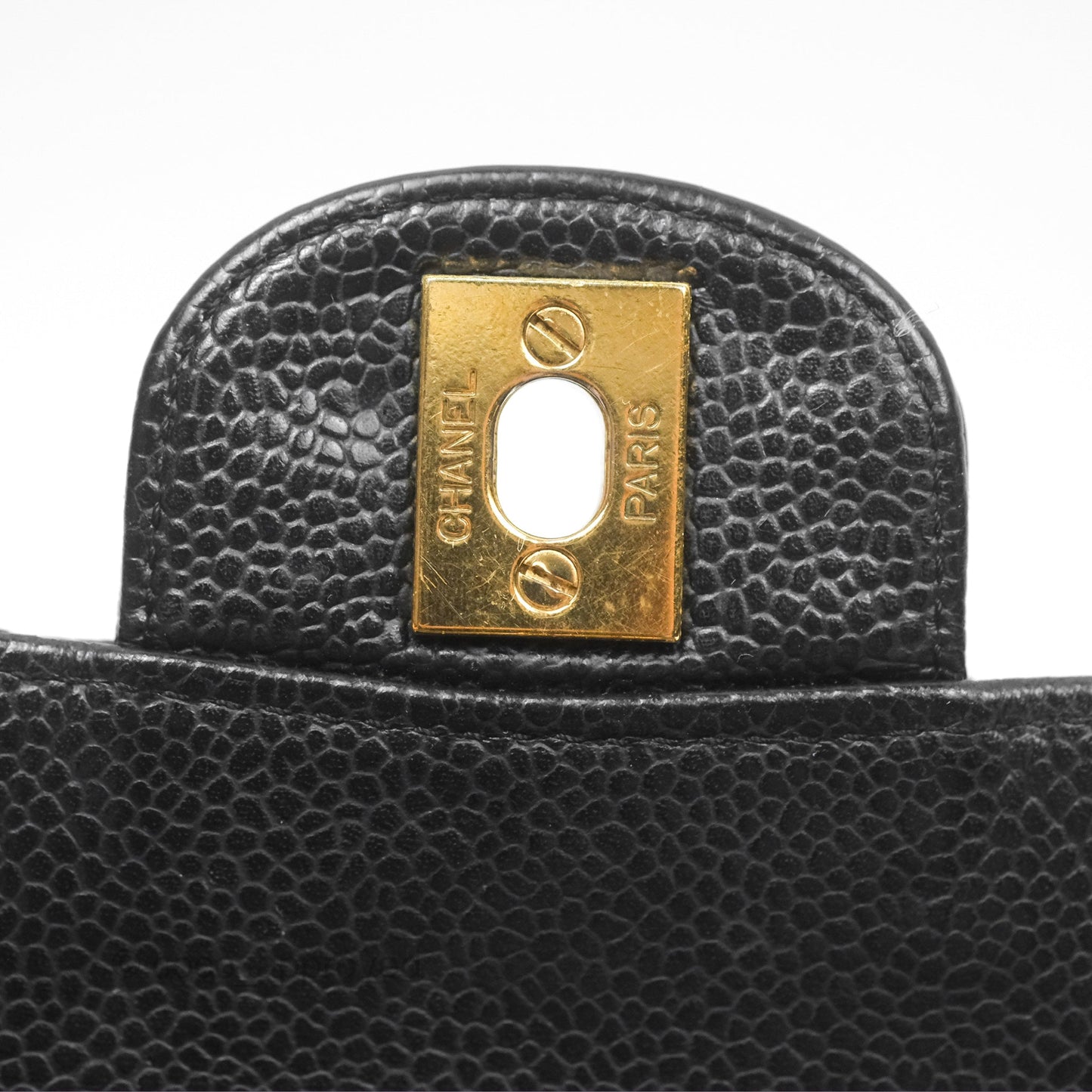 Chanel Vintage Mini Square Quilted Black Caviar Gold Hardware