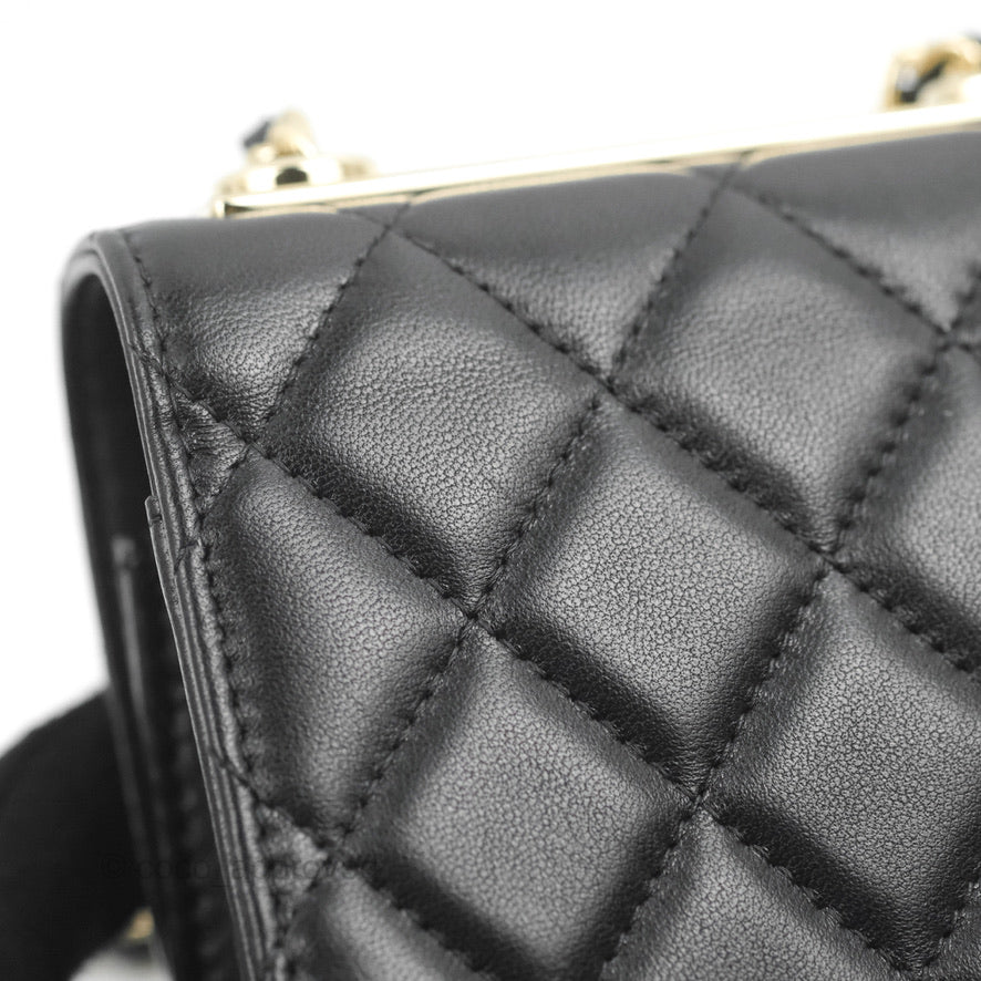 Chanel Mini Quilted Trendy CC Clutch With Chain Black Lambskin Gold Hardware