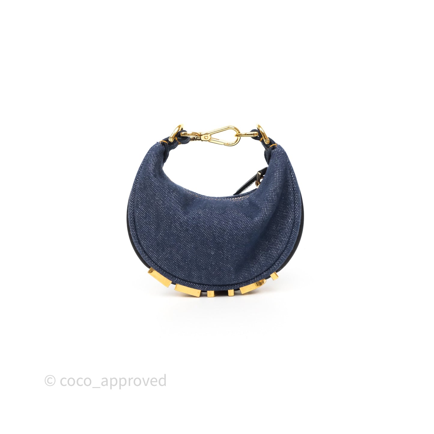 Fendi Nano Fendigraphy Hobo Charm Blue Denim