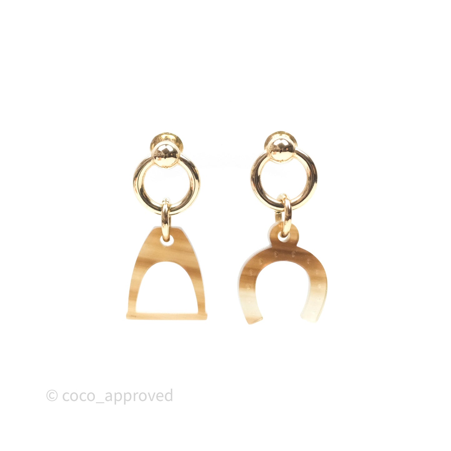 Hermès Amulette Equestre Earrings Gold Tone