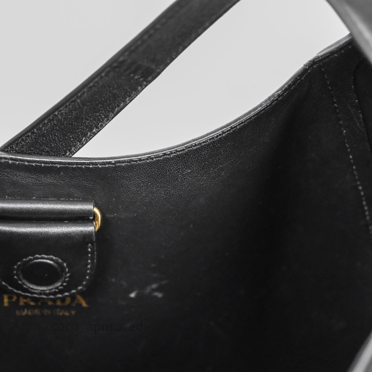 Prada Hobo Black Leather Shoulder Bag
