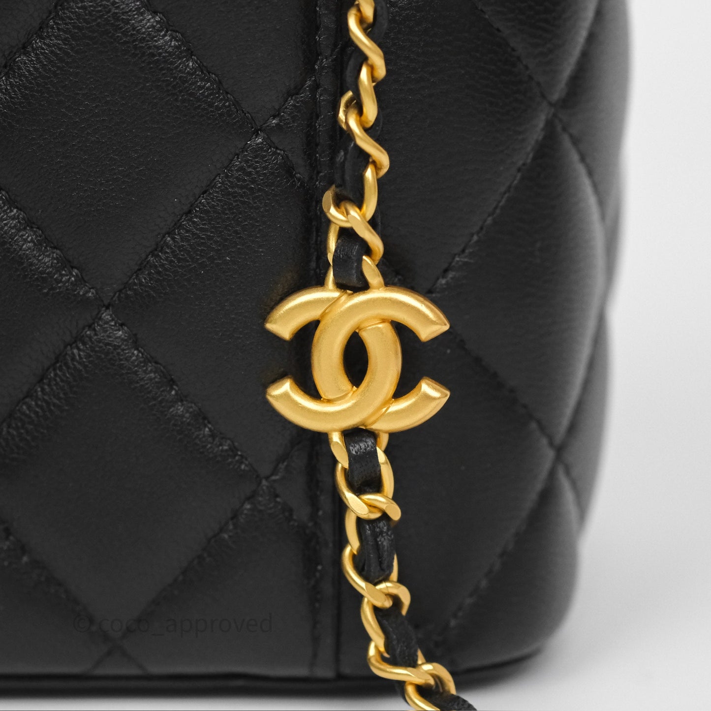 Chanel Vanity with COCO Heart Chain Black Lambskin Aged Gold Hardware