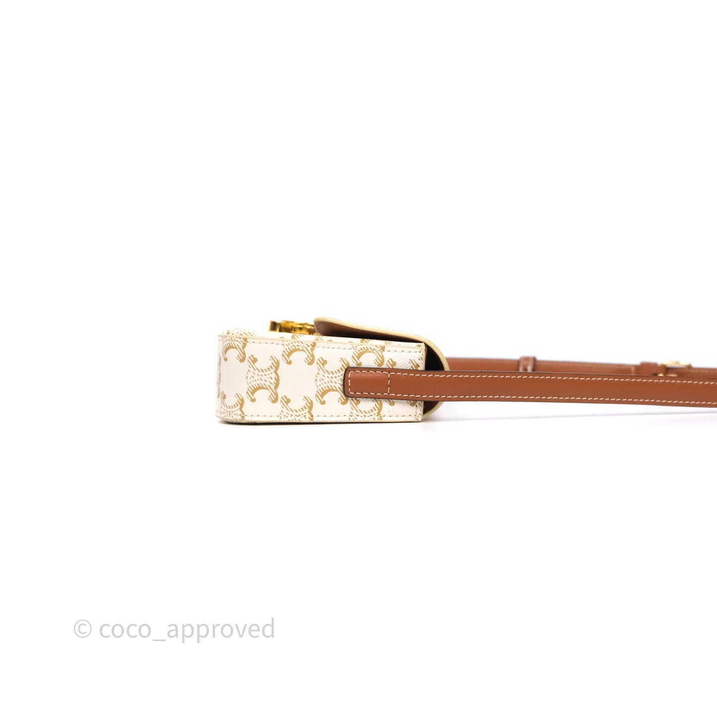 Celine Triomphe Shoulder Bag White Calfskin Triomphe Canvas
