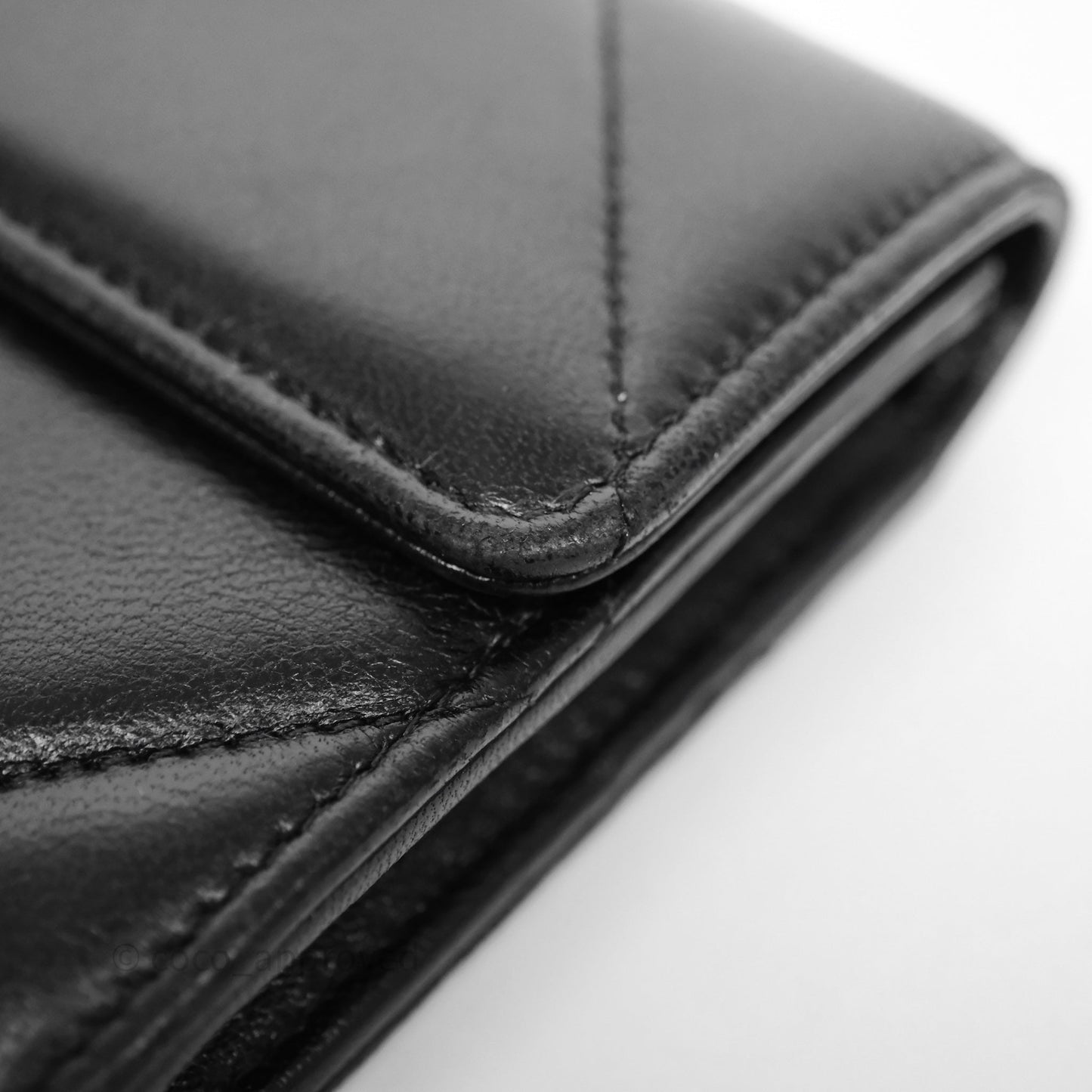 Chanel Quilted 19 Flap Long Wallet Black Lambskin Aged Gold Hardware