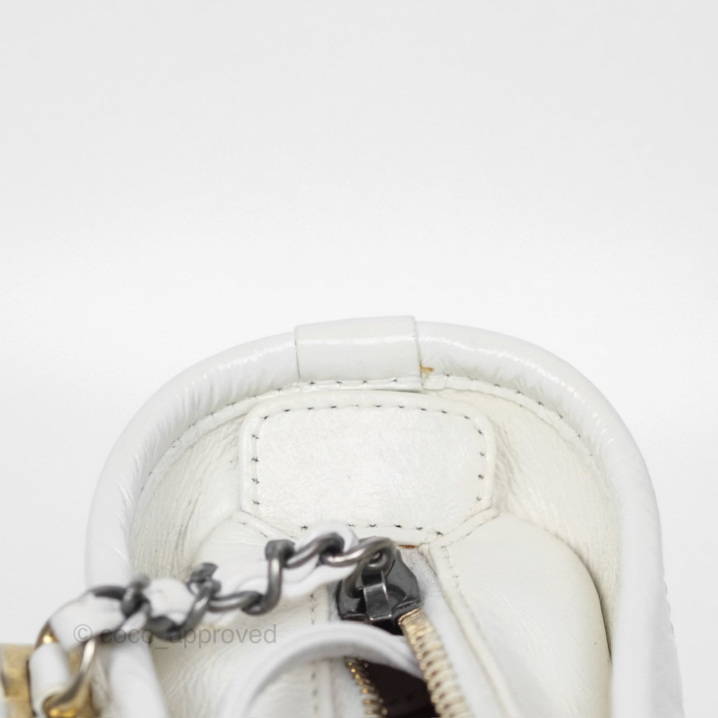 Chanel Small Gabrielle Hobo Quilted White Aged Calfskin