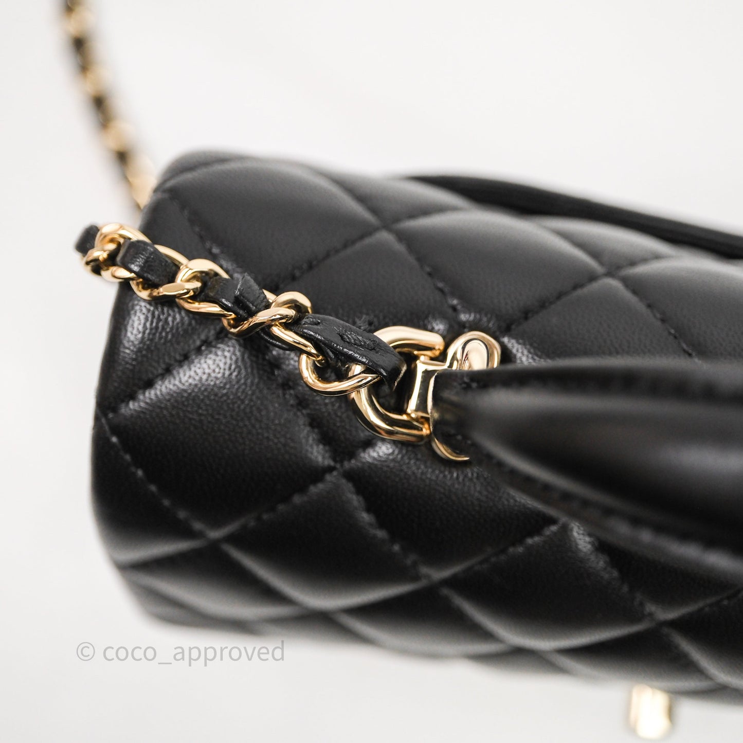 Chanel Top Handle Mini Rectangular Flap Black Lambskin Gold Hardware