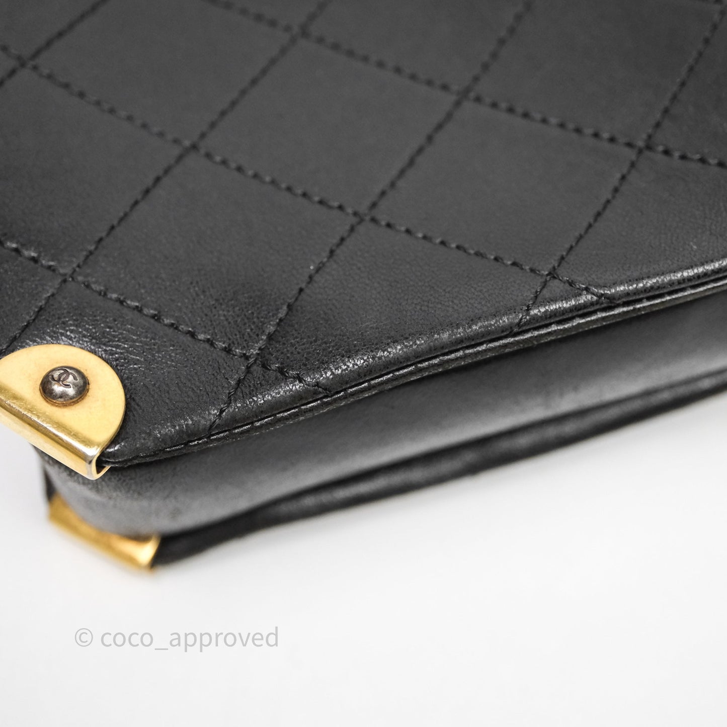 Chanel Quilted Flap Bag Black Calfskin Aged Gold Hardware