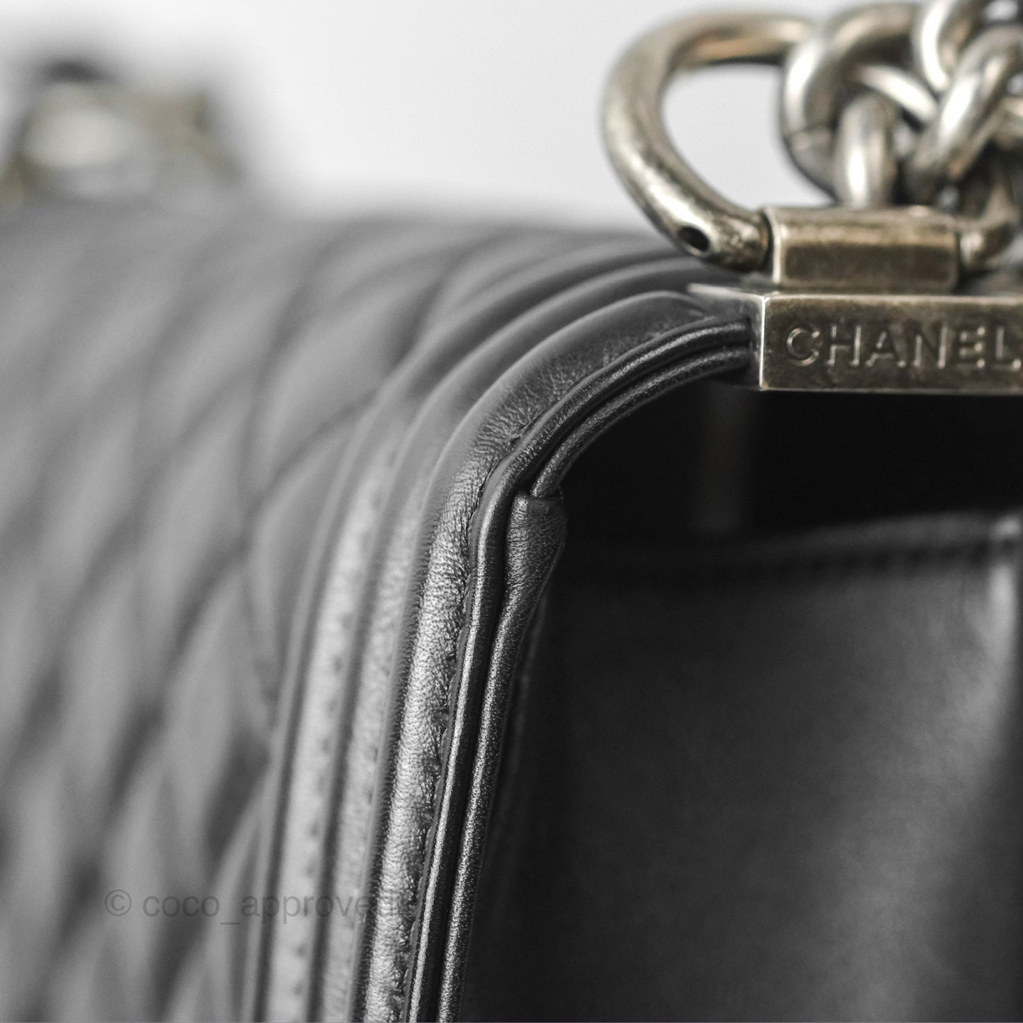 Chanel Small Boy Quilted Black Calfskin Ruthenium Hardware