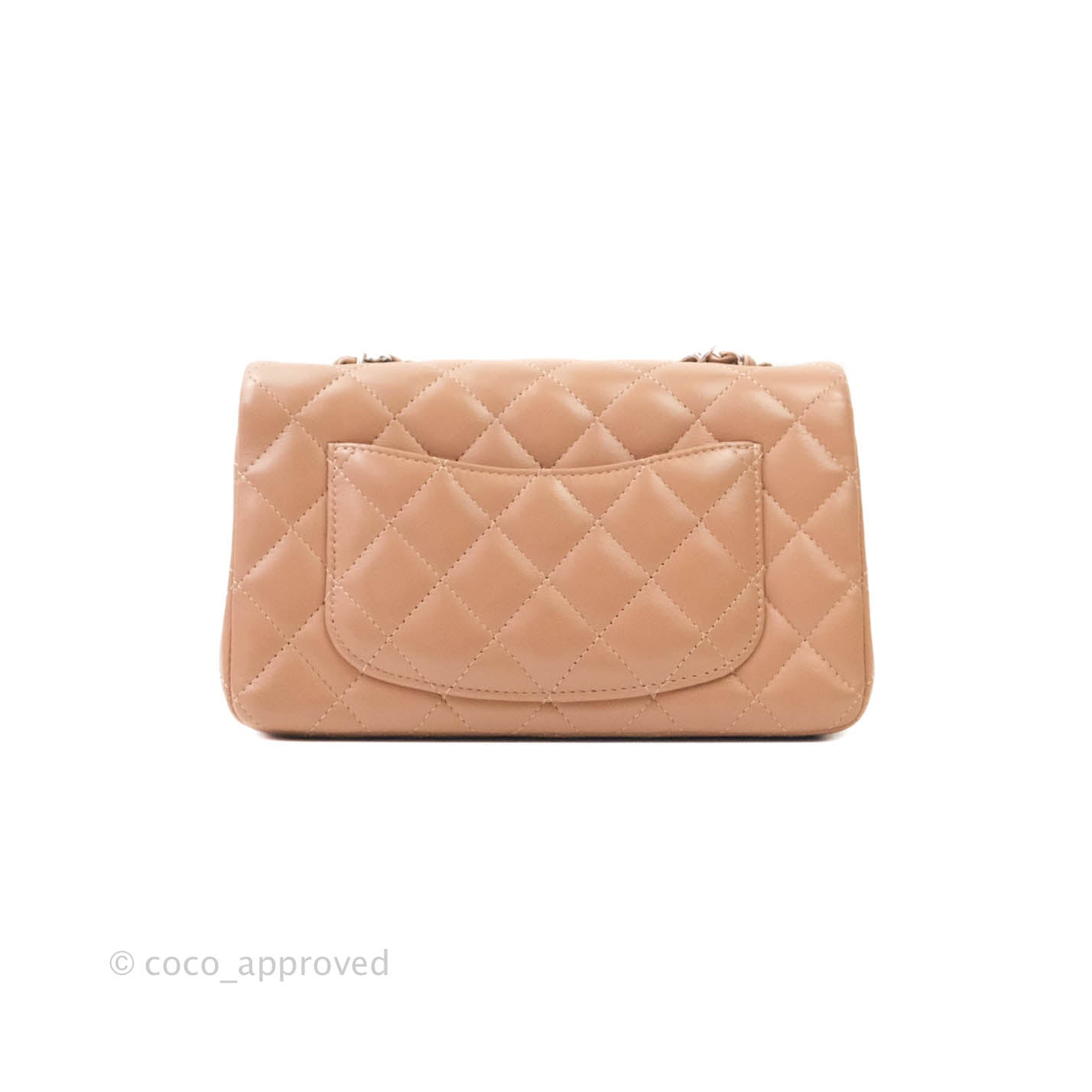 Chanel Classic Quilted Mini Rectangular Flap Dark Beige Lambskin Silver Hardware
