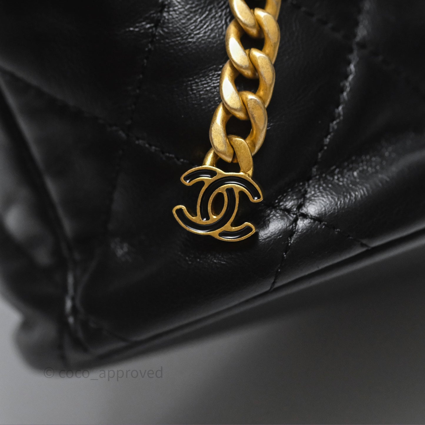 Chanel Enamel CC Bucket Bag Black Lambskin Gold Hardware 22P