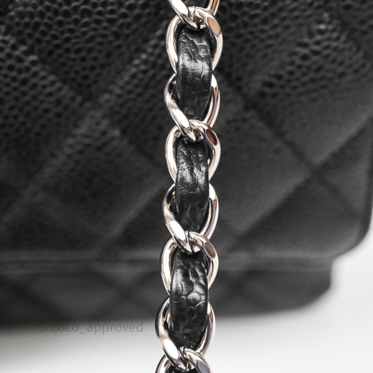 Chanel Classic M/L Medium Flap Quilted Black Caviar Silver Hardware