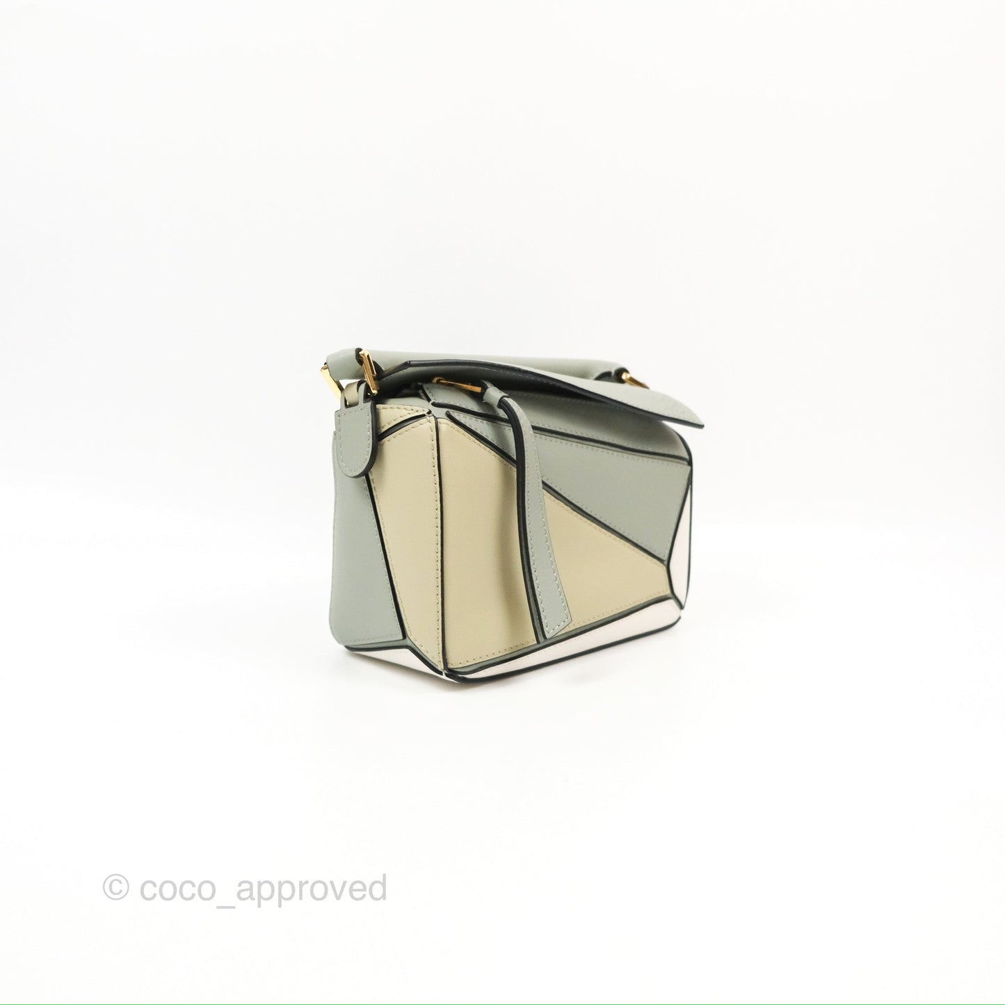 Loewe Mini Puzzle Bag Ash Green Calfskin