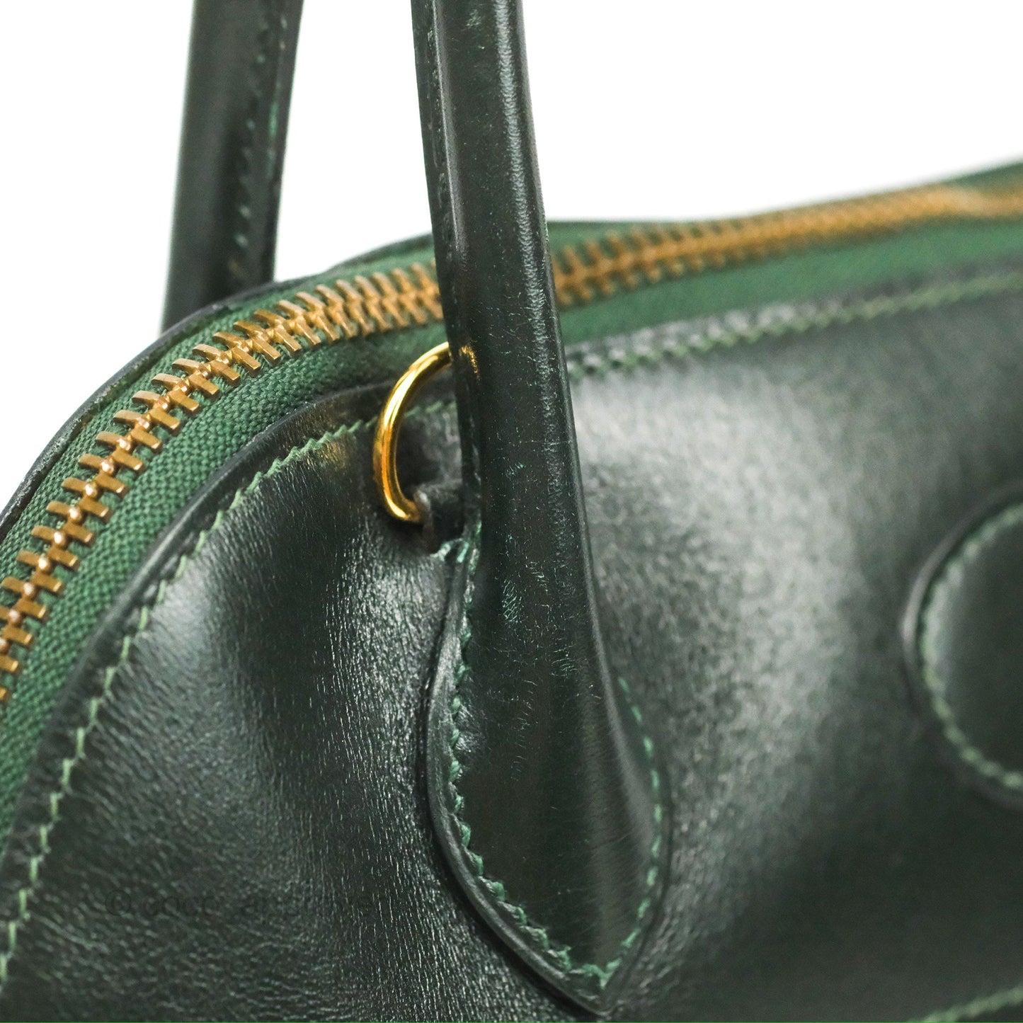 Hermès Vintage Bolide 27 Dark Green Box Leather Gold Hardware