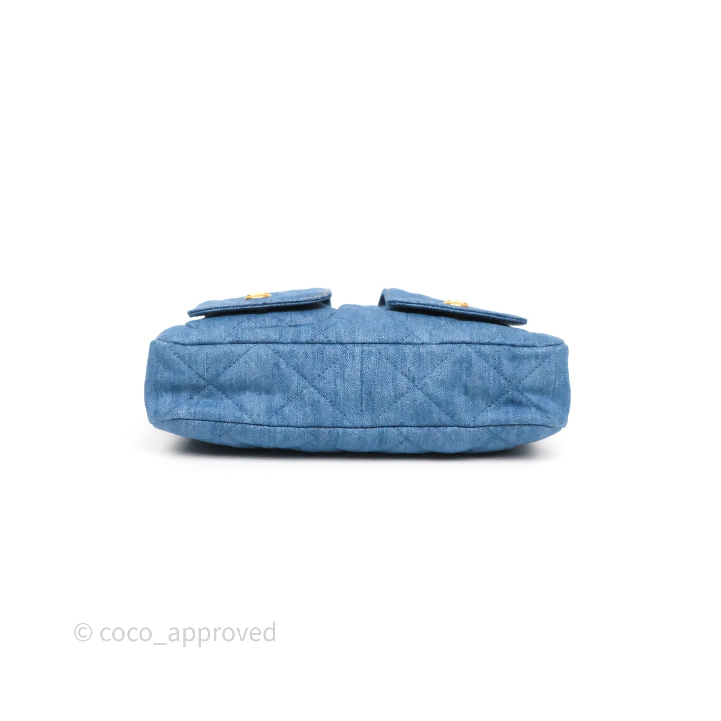Chanel Double Pocket Hobo Bag Blue Denim Aged Gold Hardware