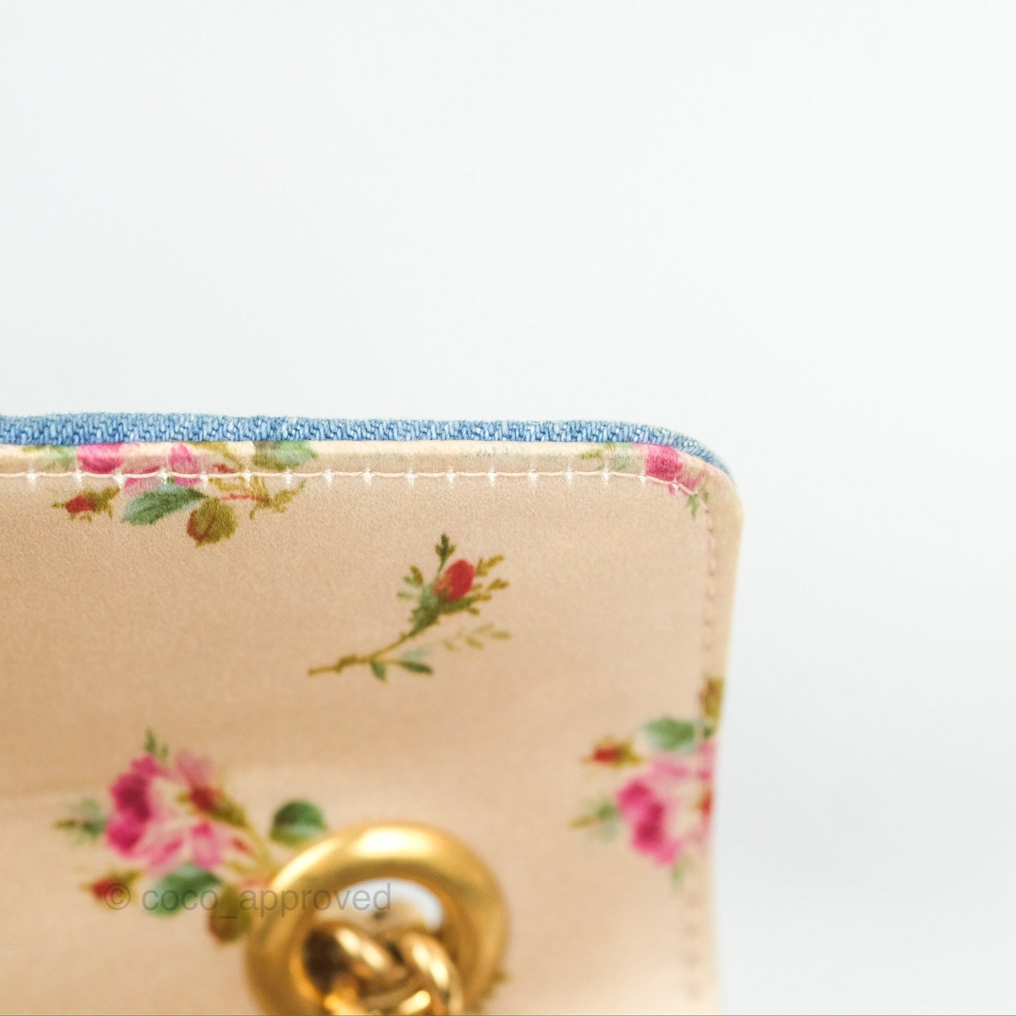 Gucci Mini Marmont Denim Pearl Gold Hardware