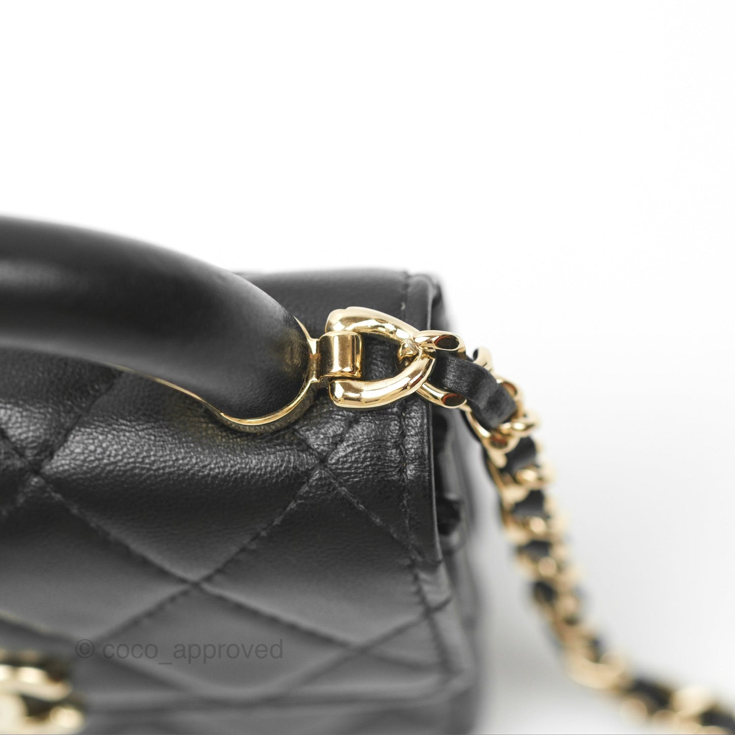 Chanel Top Handle Clutch with Chain Black Lambskin Gold Hardware 22A