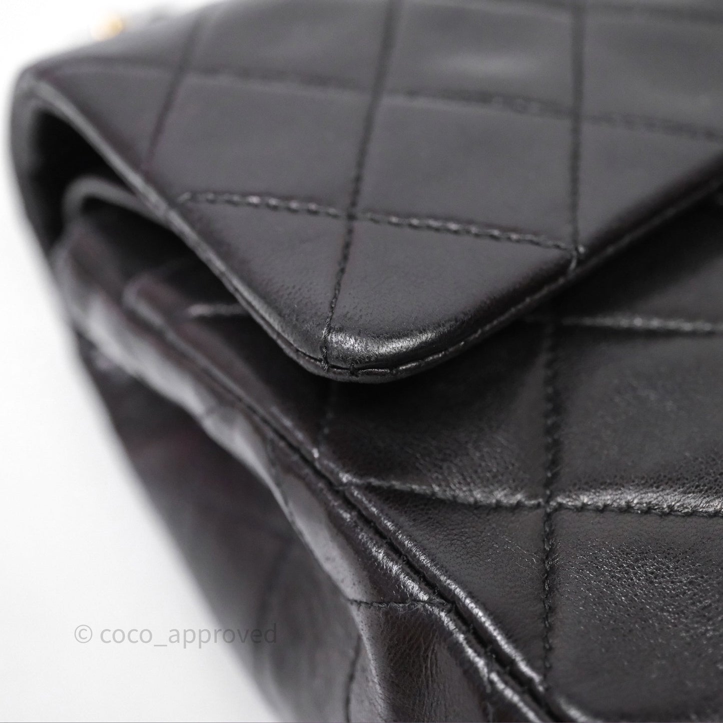 Chanel Vintage Lambskin Small Double Flap Bag Black Gold Hardware