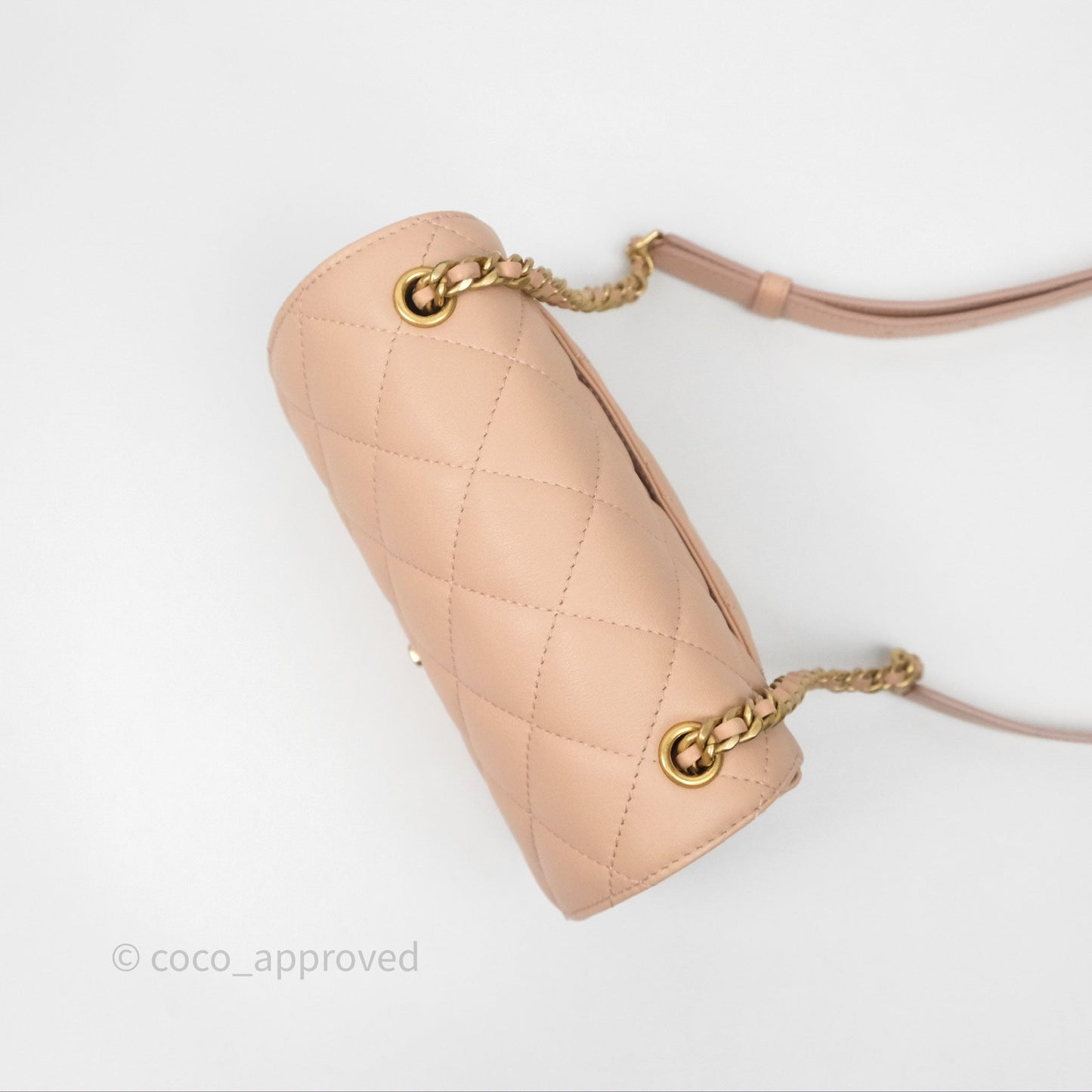 Chanel Messenger Bag Beige Pink Calfskin Aged Gold Hardware