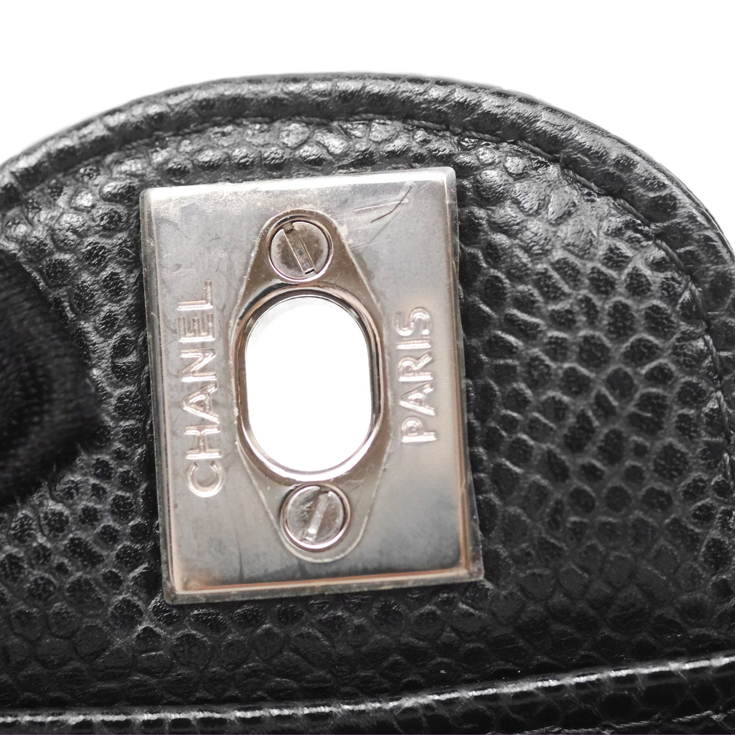 Chanel Classic M/L Medium Flap Quilted Black Caviar Silver Hardware