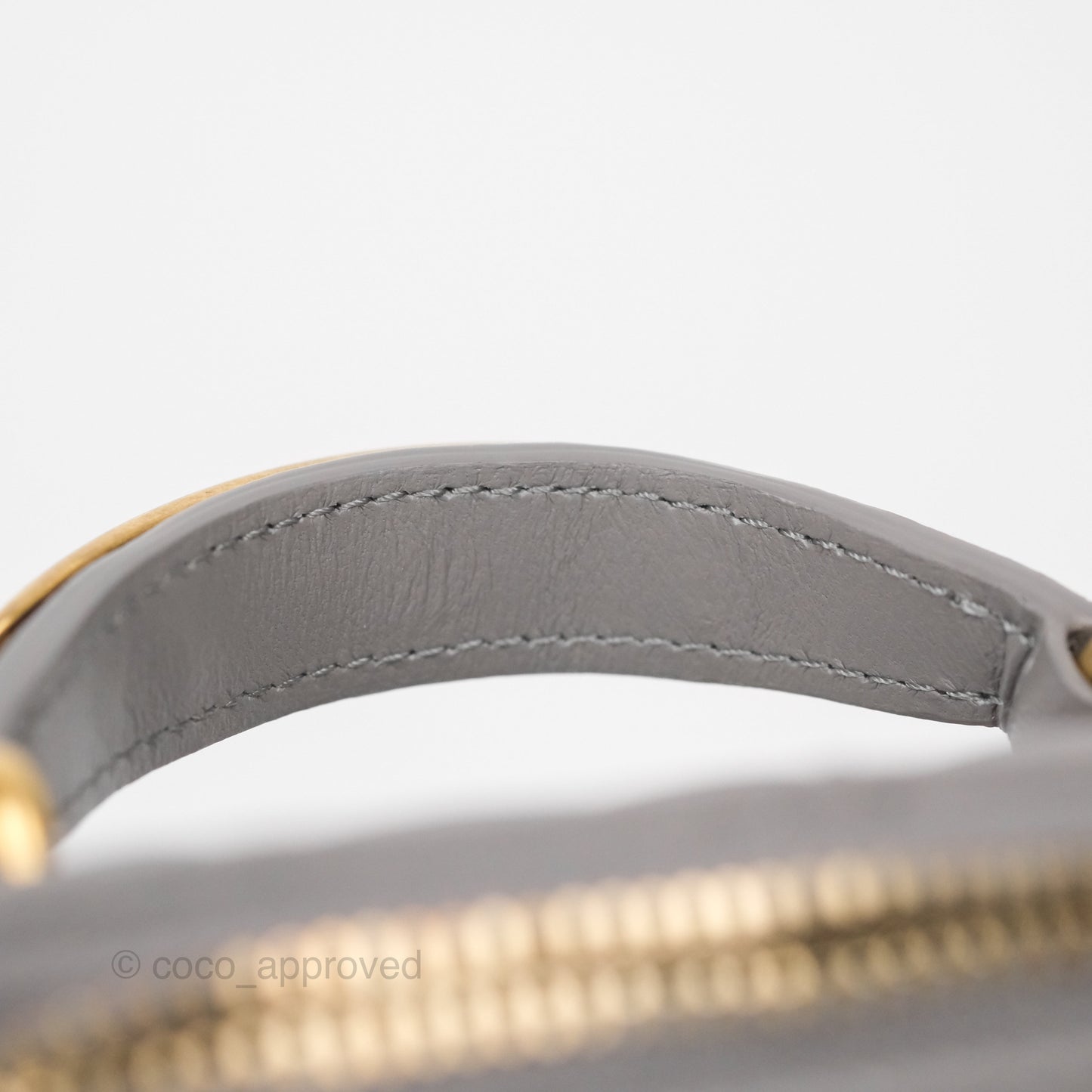 Chanel Mini Metal Top Handle Vanity With Chain Grey Lambskin Aged Gold Hardware