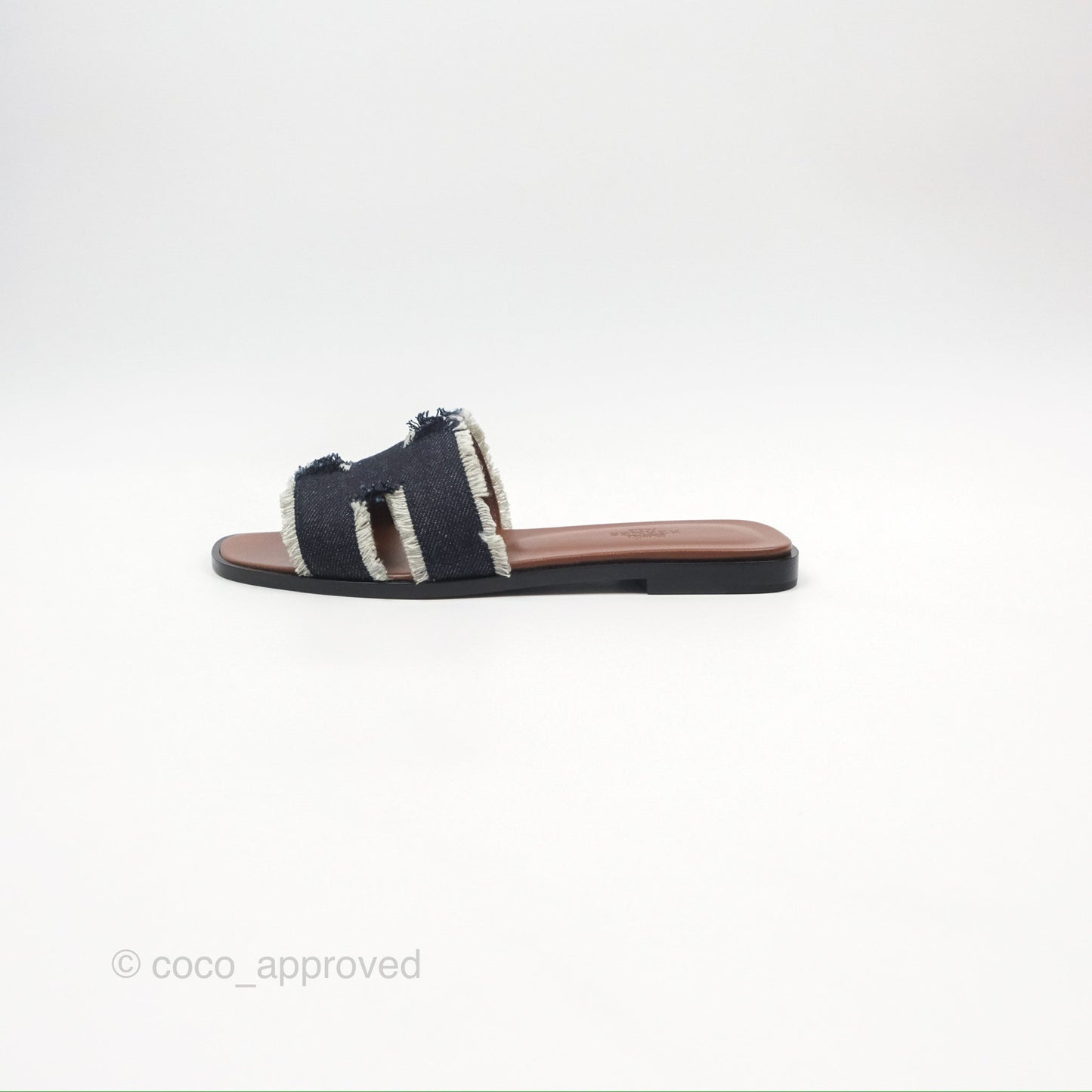 Hermès Oran Sandals in Black Denim Size 37