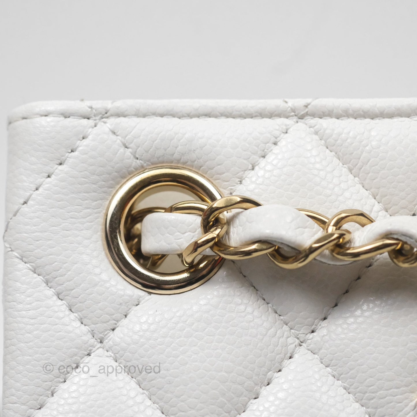 Chanel Mini Bucket Tote White Caviar Gold Hardware 22S