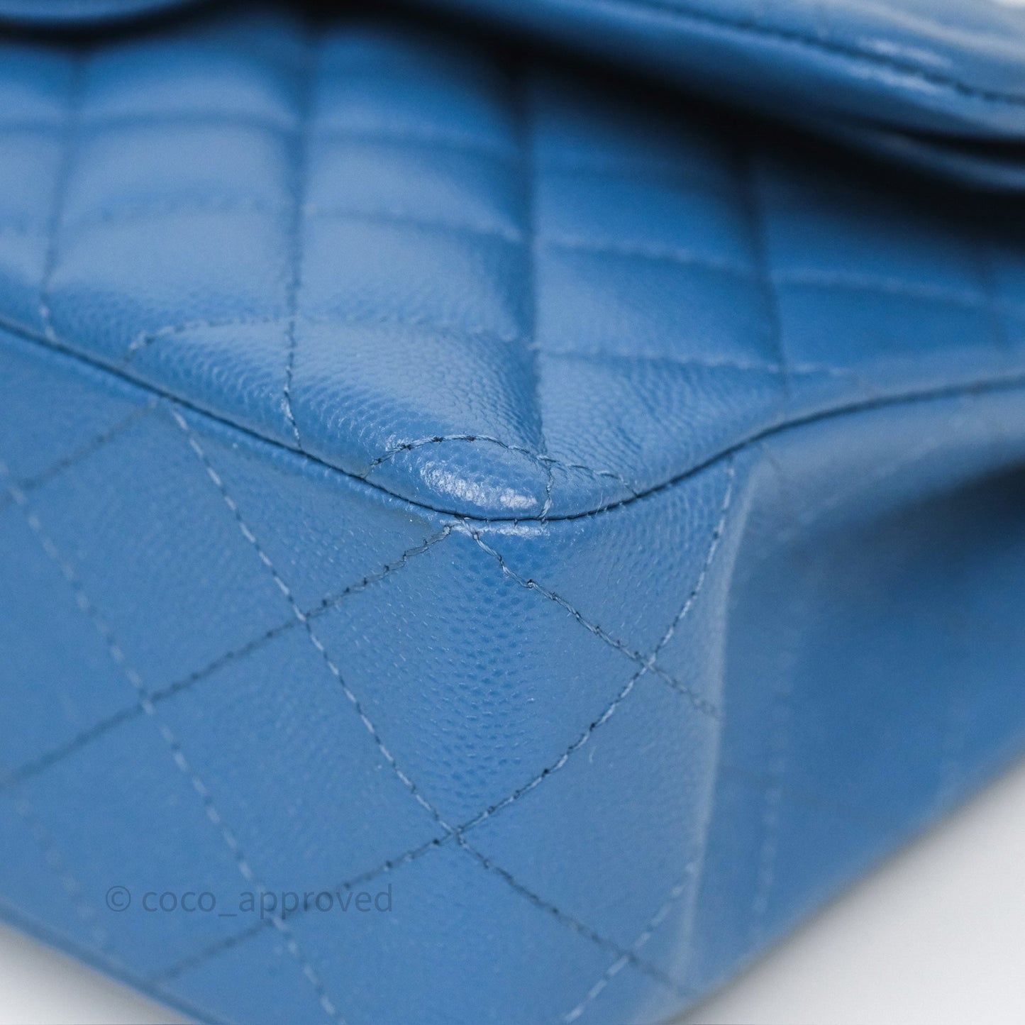 Chanel Small Classic Quilted Flap Blue Caviar Gold Hardware