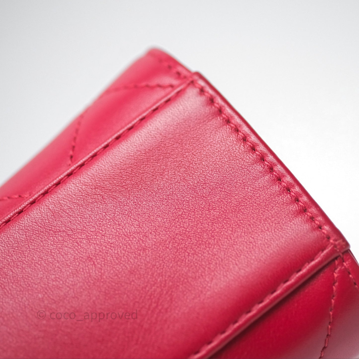Chanel Quilted Flap Bag  with Pearl Logo Top Handle Red Lambskin Aged Gold Hardware