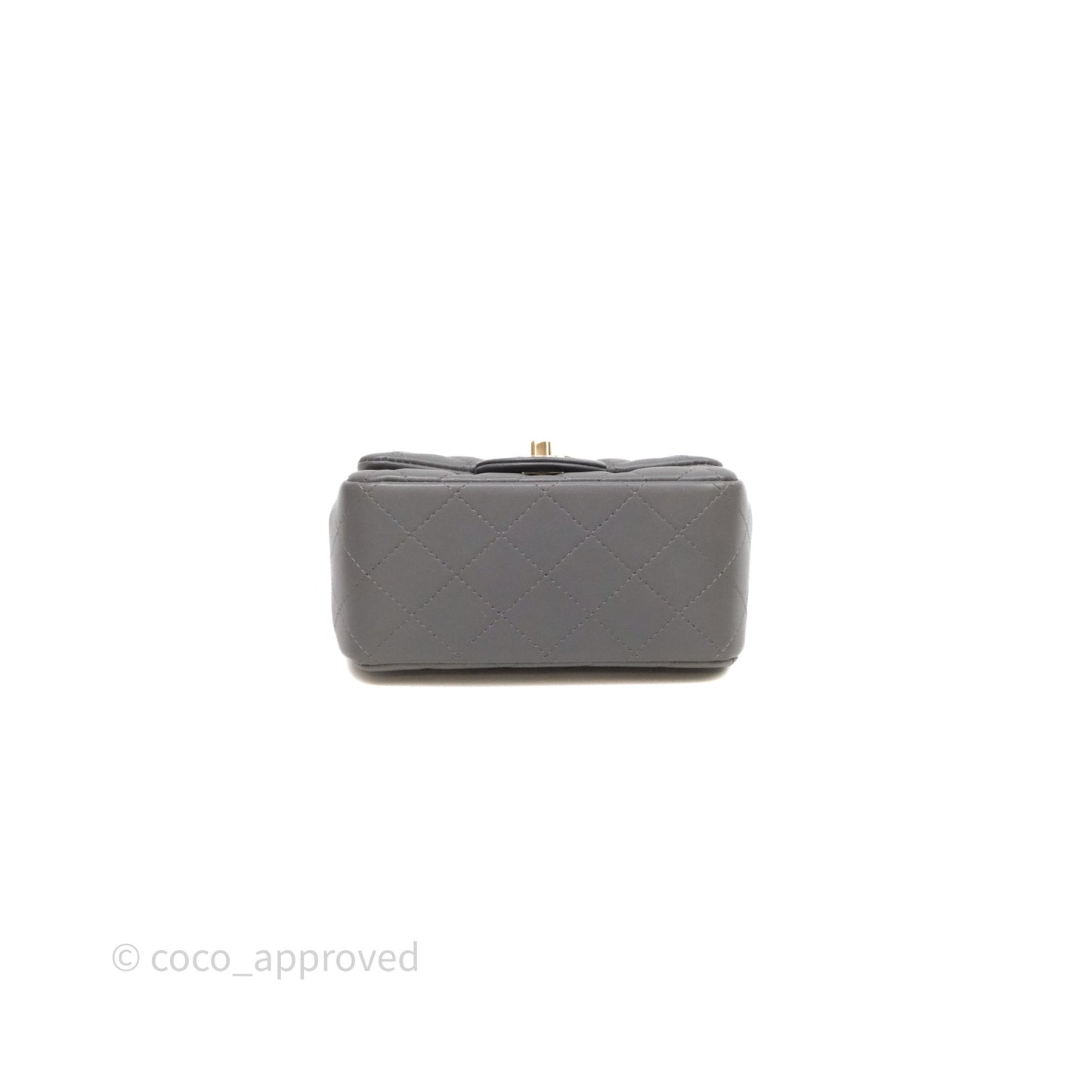 Chanel Mini Square Quilted Grey Lambskin Gold Hardware