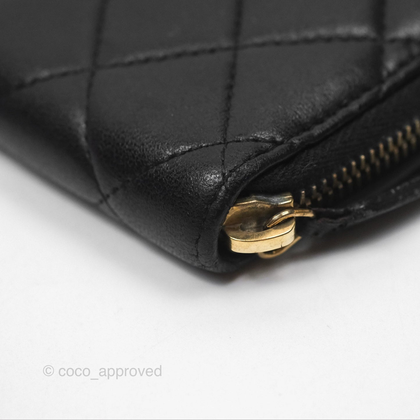 Chanel Zip Around Organiser Wallet Black Lambskin Gold Hardware