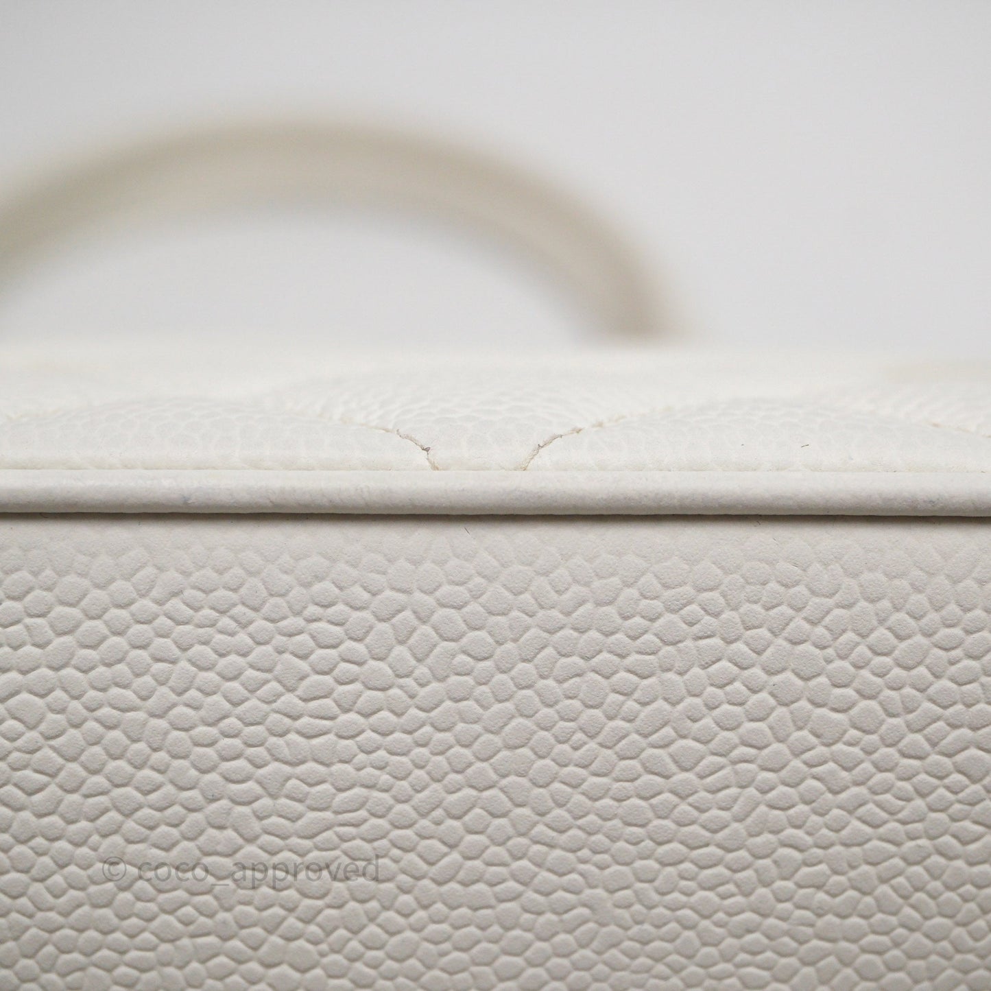 Chanel Vintage Medallion CC White Caviar Tote Bag Gold Hardware