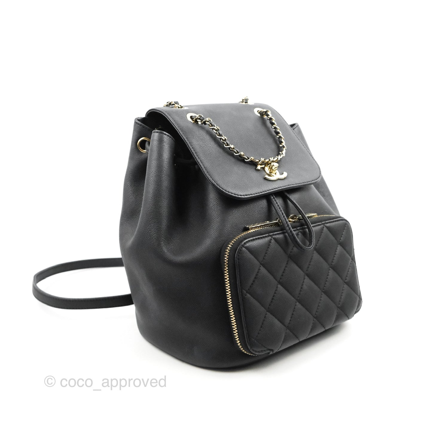 Chanel Quilted Business Affinity Backpack Black Caviar Gold Hardware