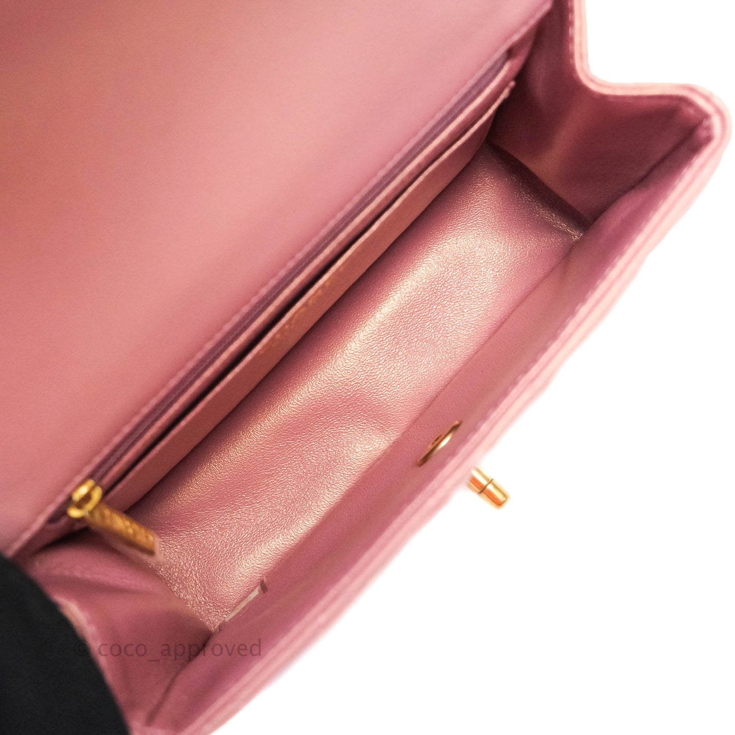 Chanel Top Handle Mini Rectangular Flap Bag Iridescent Dark Pink Lambskin Aged Gold Hardware