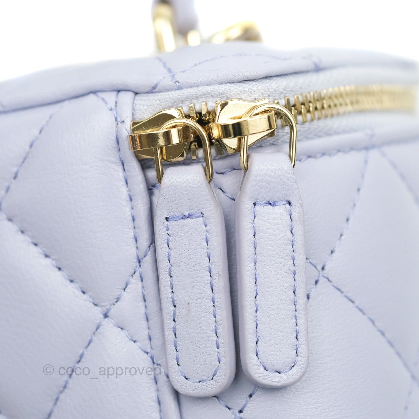 Chanel Vanity Rectangular Top Handle Light Purple Lilac Lambskin Gold Hardware